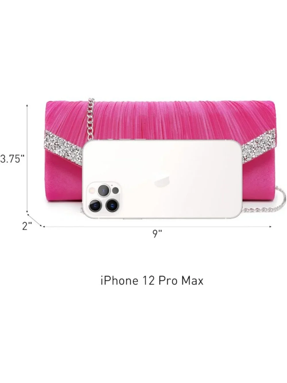 Women's Fuchsia Rhinestone Evening Clutch Purse Formal Hand Bag Prom Party Bag